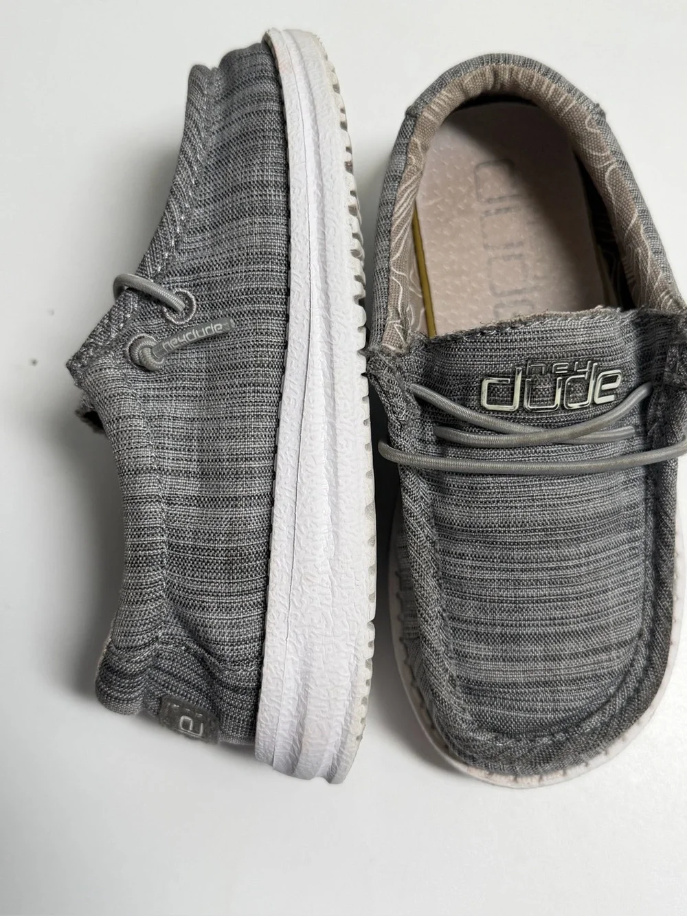 Hey dude children’s Wally grey linen blend. Toddler size 10